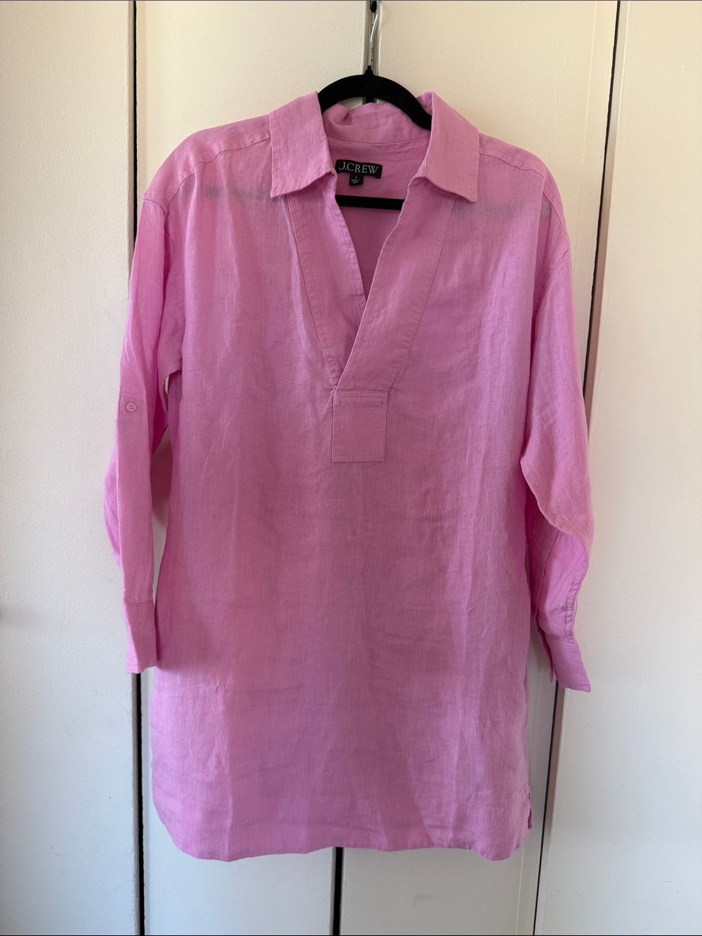 J. Crew V-Neck Popover Dress in Linen
